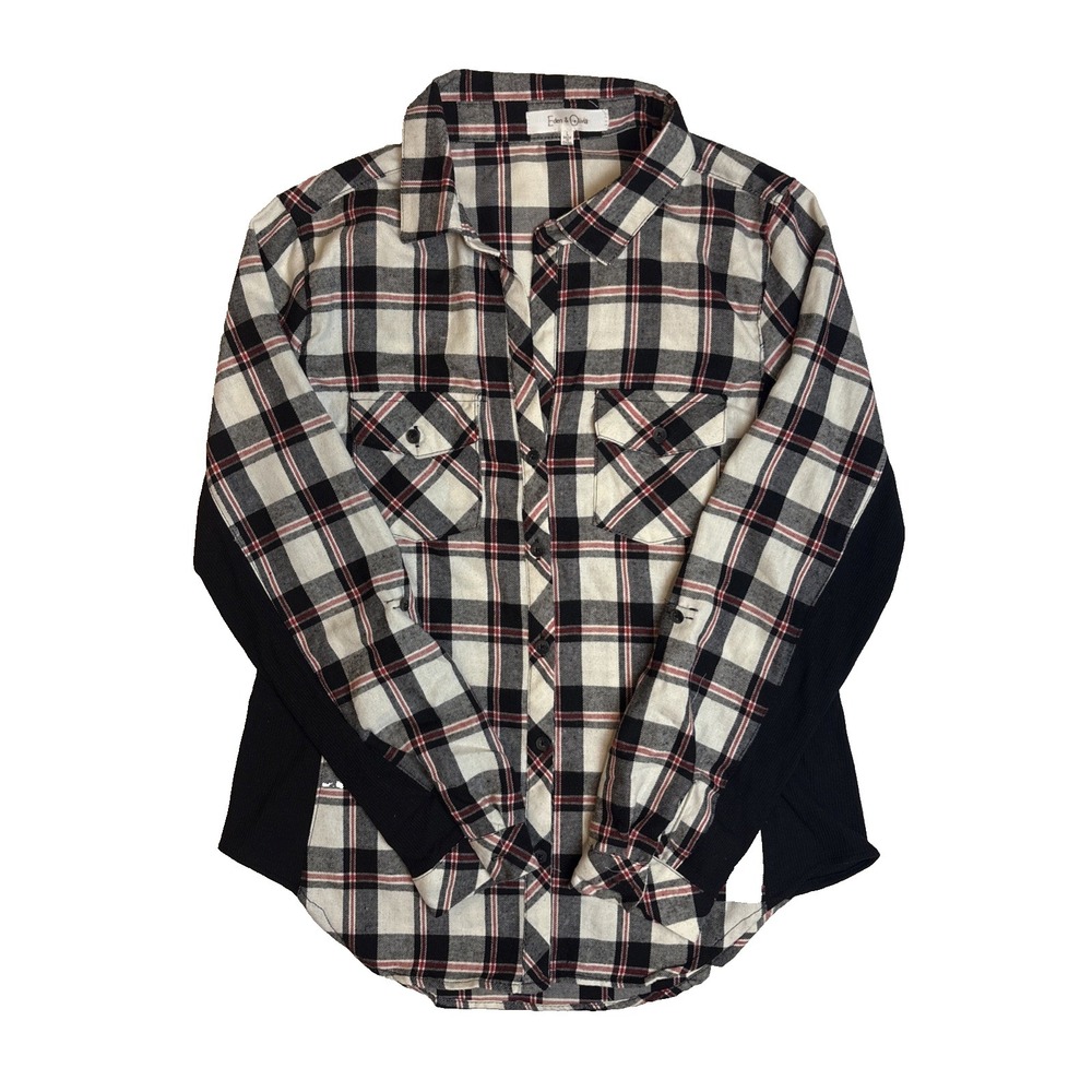Eden & Olivia‎ Flannel Button Down Roll Up Long Sleeve Plaid Women's Size Large